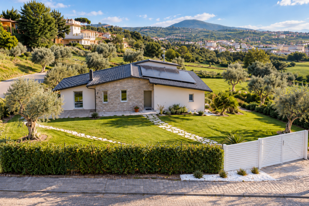 Casa Moderna con Giardino Mediterraneo recintato