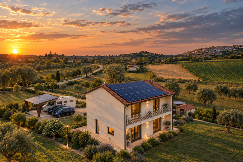 Villa italiana al tramonto