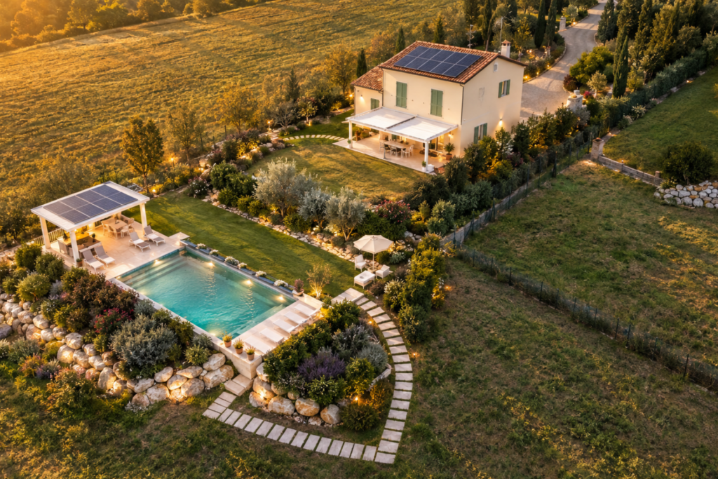 Villa al tramonto con piscina